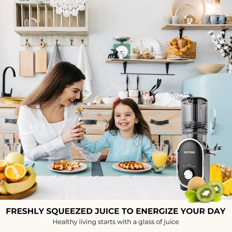 Cold Press Juicer with 5.3" Wide Feed Chute – High Juice Yield, Easy Clean, Whole Fruit Masticator